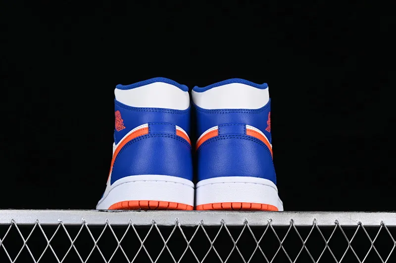 All categories Air Jordan Jordan series basketball shoes Air Jordan 1 Mid G version pure original Air Jordan 1 Mid AJ1 Joe 1 Knicks white blue orange mid-top cultural casual sneakers FD1029-400